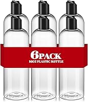 Vista 8 de 3 piezas de botellas de champú y acondicionador de viaje recargables de plástico transparente de 16 oz con tapas de disco negro, botellas vacías