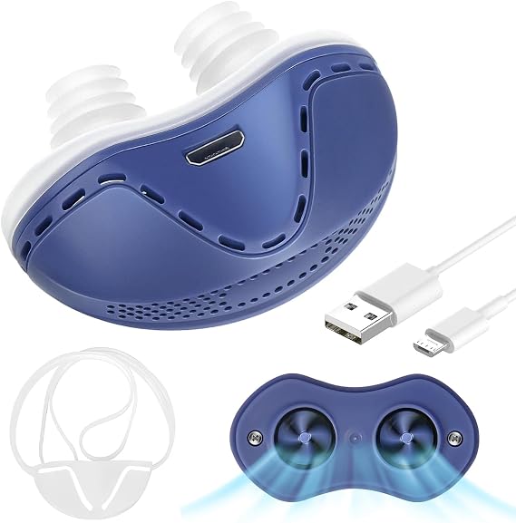 Anti Snoring Device, Double Vortex Anti Snoring Device, Adjustable Airflow Suitable For Men & Women, Upgraded Stop Snoring Solution - Blue