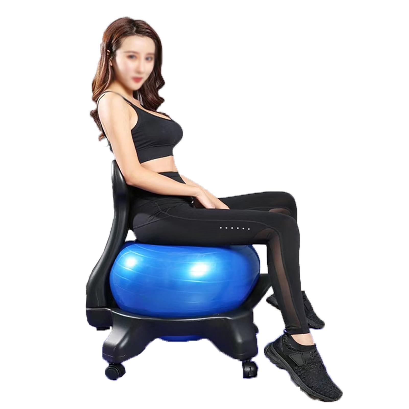 Yoga Ball Chair Blue Balance Ball Seat with Back, Ergonomic Yoga Ball Chair for Kids Teenagers Adults, Comfort Exercise Ball for Core Strength Training