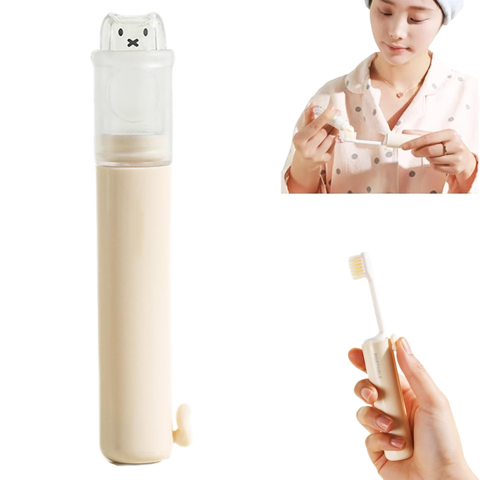 Foldable Travel Toothbrush Set,Portable Mini Travel Toothbrush Set,with Potable Cover Soft Toothpaste Dispenser Mini Pocket Tooth Brush,1 Piece.White.-image-36