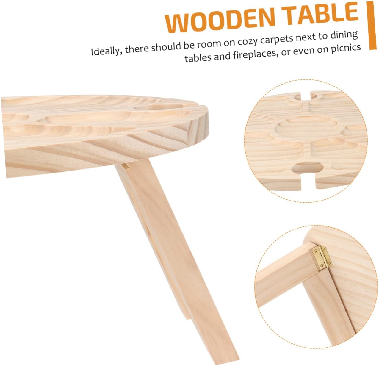 BESPORTBLE Portable Wooden Picnic Wine Table Outdoor Folding Portable Banquet Table for Camping Beach Patio Wine Parties