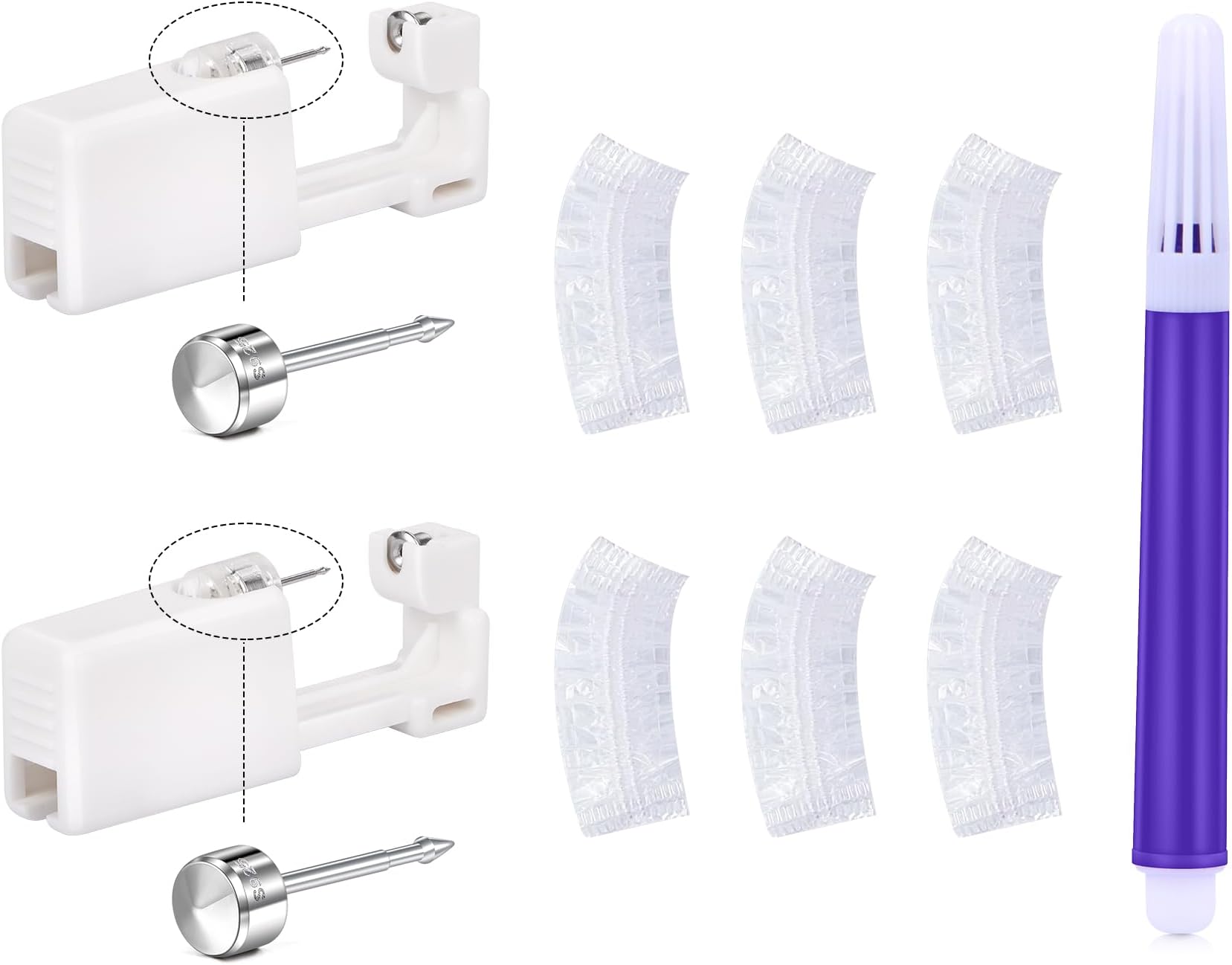 LAURITAMI Ear Piercing Kit Sterling Silver 925, 2Pcs Ear Piercing Gun with Sterling Silver CZ Stud, Helix Cartilage Ear-Piercing Kit Tool with 4mm CZ Stud