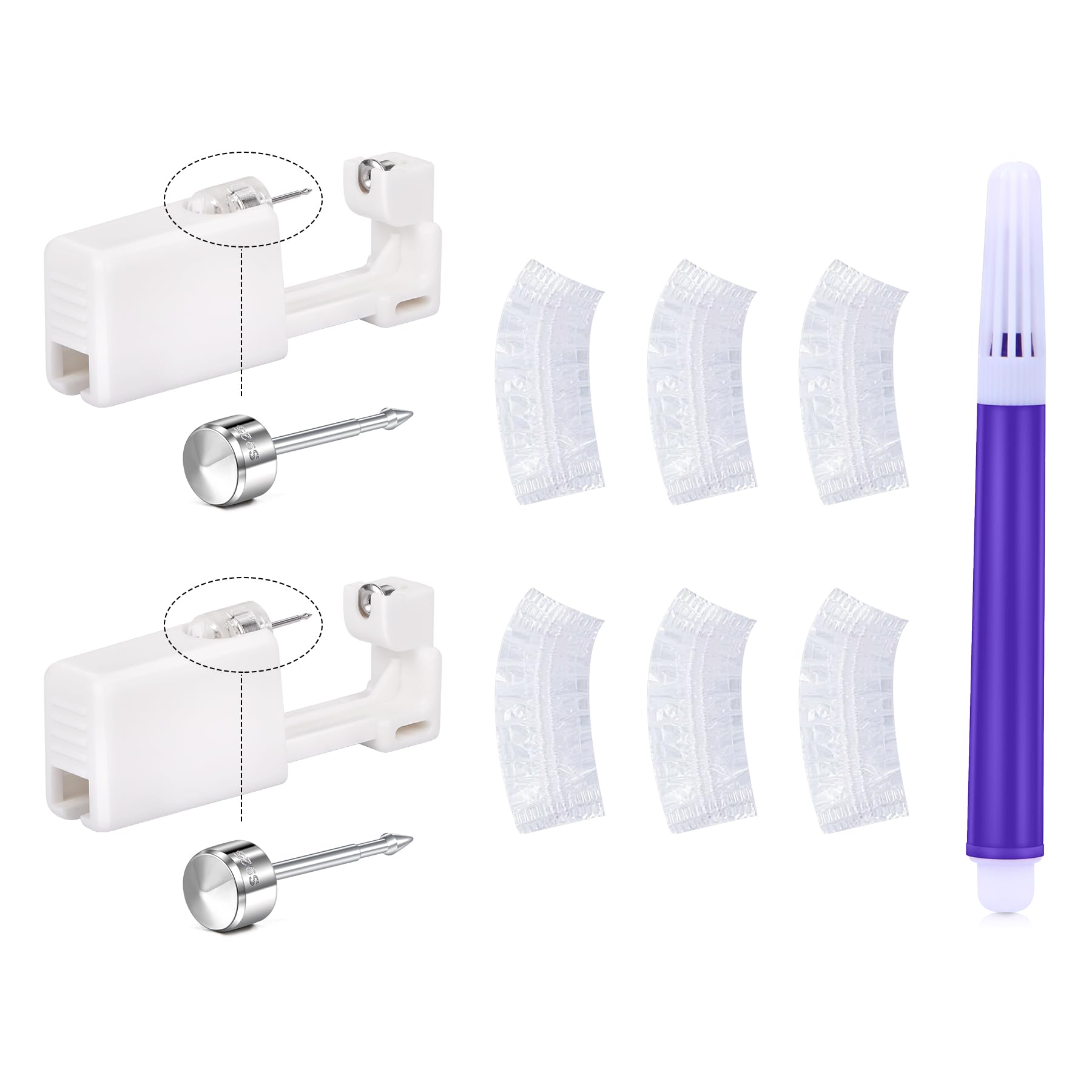 LAURITAMI Ear Piercing Kit Sterling Silver 925, 2Pcs Ear Piercing Gun with Sterling Silver CZ Stud, Helix Cartilage Ear-Piercing Kit Tool with 4mm CZ Stud