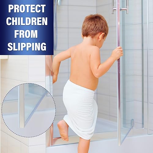 Miniatura 6 de Treela Sello de baño para puertas batientes, tira de sellado de puerta de ducha de 108 pulgadas, parte inferior de ducha de silicona, impermeable,