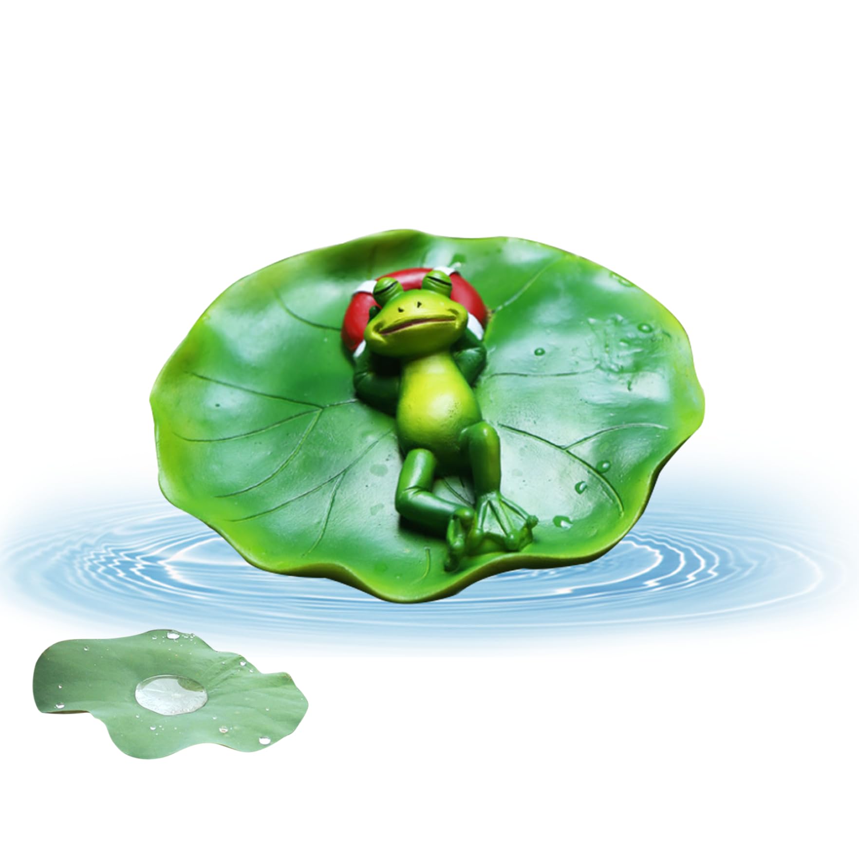 Grtheenumb Garden Pond Decorations|Floating Frog for Pond Ornaments Frog Resin Floating Statue Cute Sleeping on Lotus Leaf for Garden Pool Decor Style1 21x11x9cm