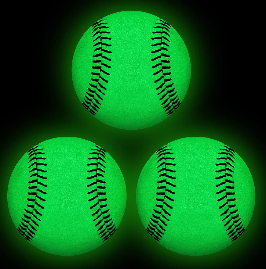 durony 3 Pack Glow in The Dark Baseball Light up Baseball Official Size 9 Baseball Gifts for Boys and Girls, and Baseball Fans Accessories School Games Outdoor Activity
