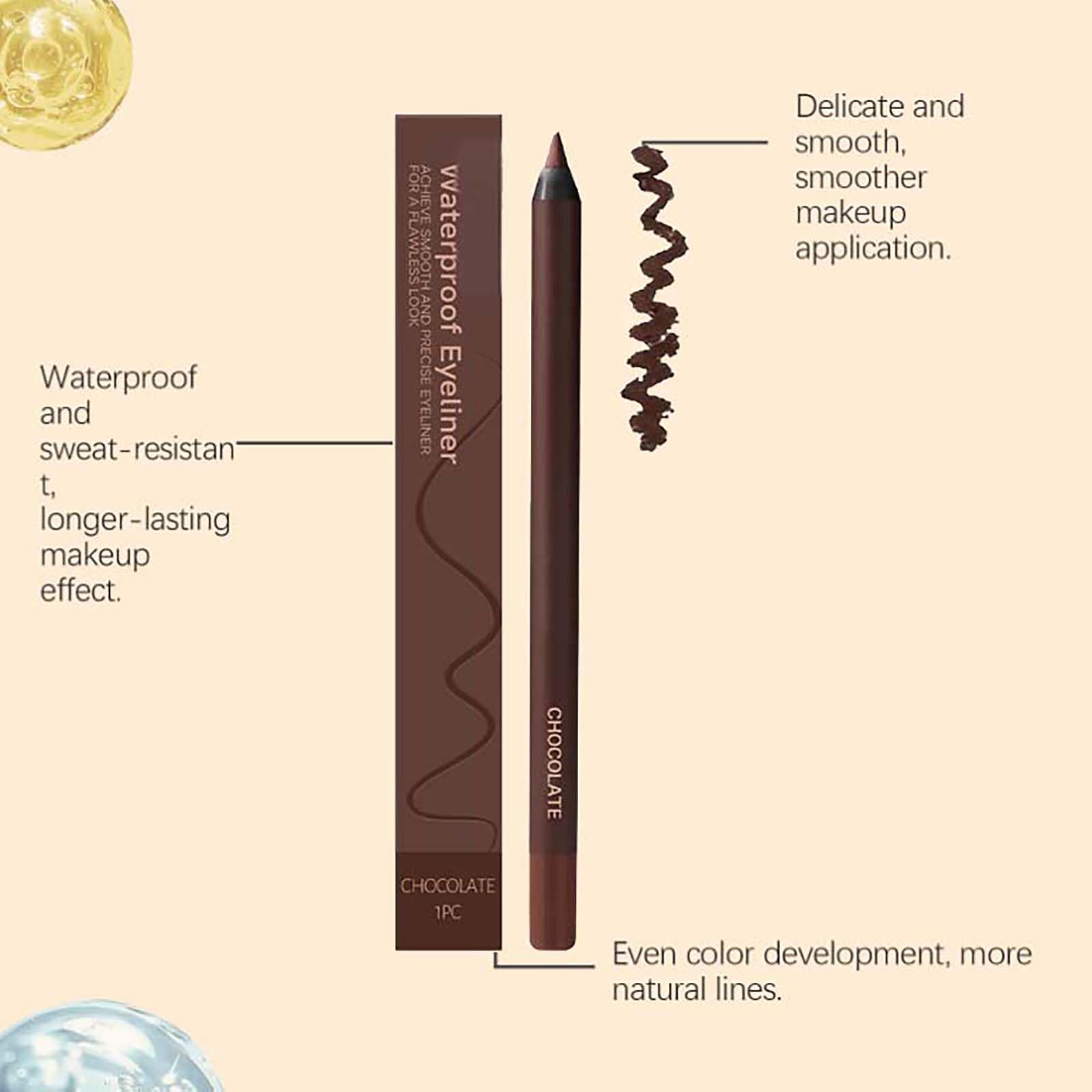 Waterproof Eyeliner in Rich Chocolate Brown, Smudge-Proof & Sweat-Resistant Formula, Long-Lasting Wear, Smooth Application - Image 2