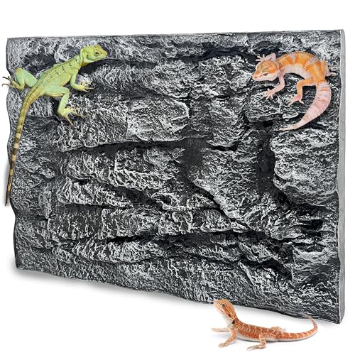 Image of 23.6x17.7in Rock Terrarium Background,3D Reptile Tank Background Board,Amphibian Stereo Backdrop Wall,Lizard Snake Gecko Spider Turtle Fish pet silo Background Decorative Panel(Grey)