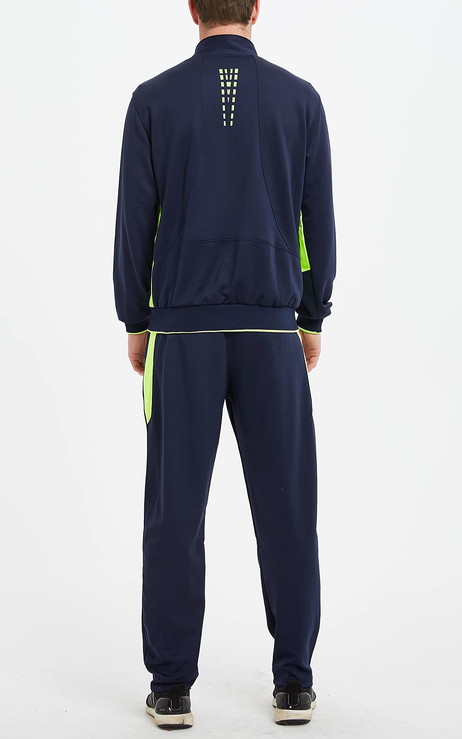 Rdruko Herren-Trainingsanzug-Set, kontrastierend, durchgehender Reißverschluss, Sportjacke, lässige Joggingjacke, Kordelzug, elastischer Bund, 2-teilig mit Reißverschlusstaschen