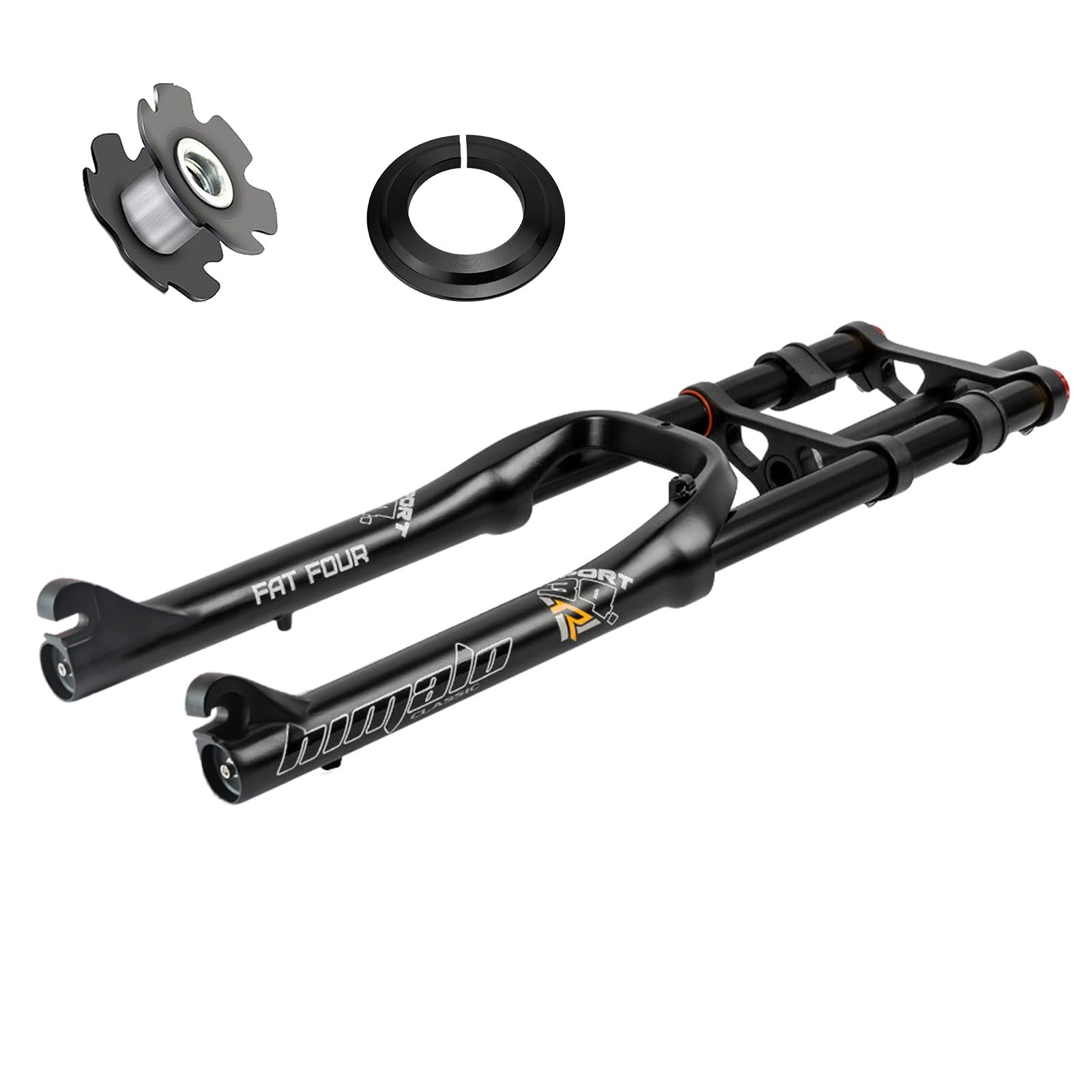 E-Bike Fat Fork 26X4.0 MTB Zawieszenie Widelec Hamulec Tarczowy Rower Górski Widelec Tłumienie Powietrza 1-1/8" Widelec rowerowy 170 mm Podróżny QR ATB/BMX (Kolor: Czarny, Rozmiar: 66")