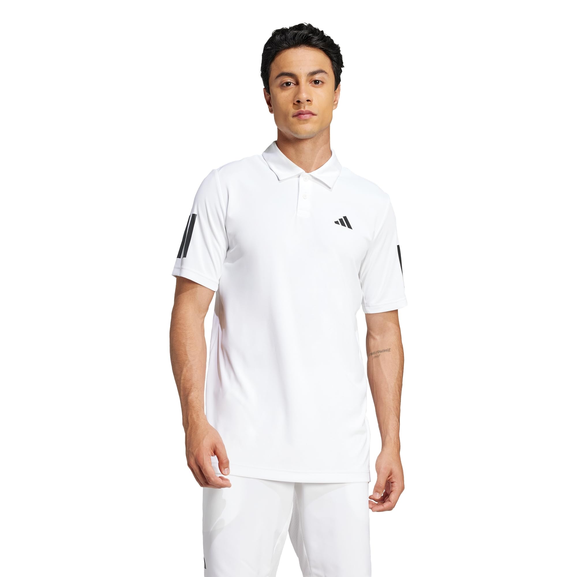 adidas Hombre Club Tennis 3-Stripes Polo Shirt, White, XL