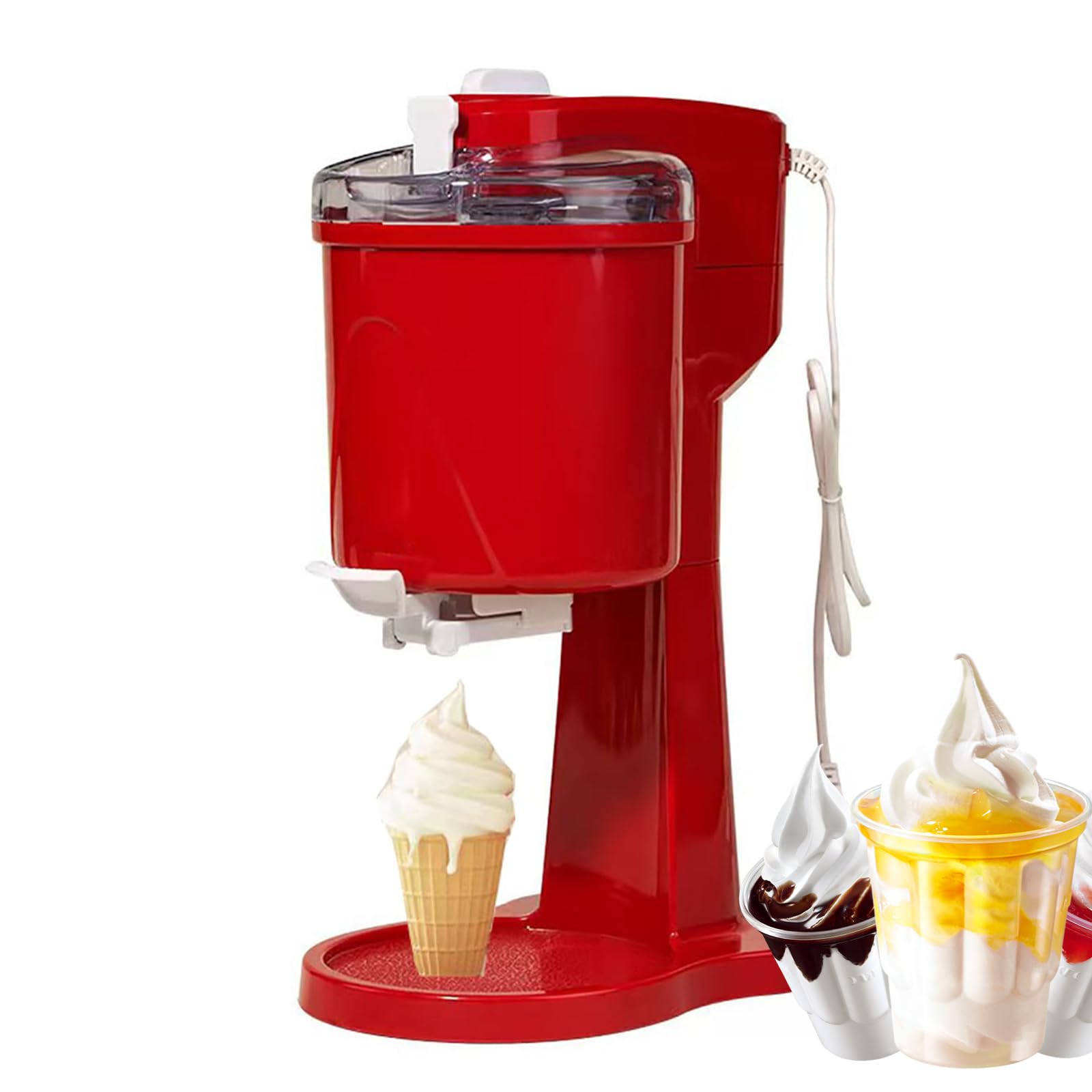 VoOqo 1L Home Soft Serve Ice Cream Machine, DIY Kitchen Automatic Mini Fruit Soft Serve Ice Cream Maker, for Cones, Sundaes, Banana Splits, Snow Cups, Ice Cream Balls