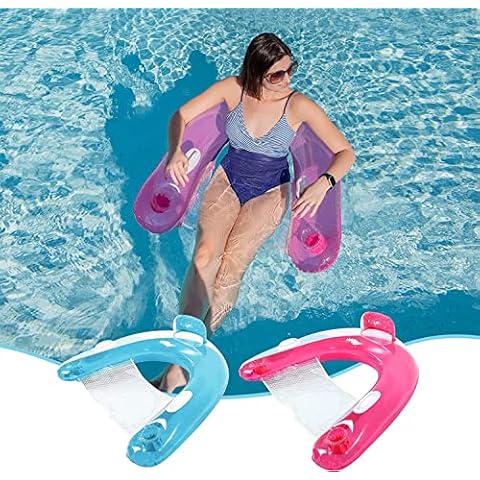 【2 Pack】 Inflatable Pool Floats Lounger,Water Leisure Inflatable Floating Chair with Pool Floating Tube Armchair and Cup Holder - Backrest Pool Toys Party Floating Chair,for Swimming Pool Adult Party Cover