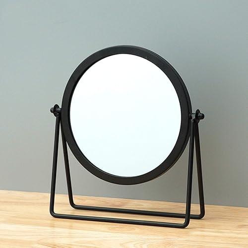 Miniatura 6 de Espejo de maquillaje de mesa dorado de 2 caras, espejo de tocador de doble cara con aumento de 2X, espejo de tocador de rotación de 360 (dorado,