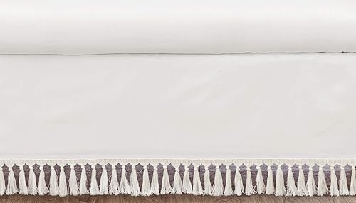 Sweet Jojo Designs Marfil Género Neutral Boho Bohemio Niña Niño Bebé Bebé Nursery Cama Falda de Cama de Polvo Volantes - Color Sólido Beige Crema