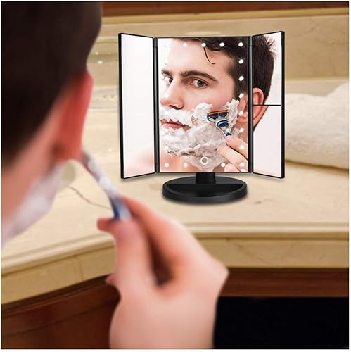 Miniatura 7 de Espejo de tocador de maquillaje con luces LED, aumento 2X3X, espejo iluminado con 22 luces LED con pantalla táctil, fuente de alimentación doble,