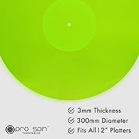 Vista 2 de PRO SPIN Green Glow Tapete Acrílico para Tocadiscos - Alfombrilla Deslizante del Plato para Tocadiscos de Discos de Vinilo Vintage de 12" - Cubierta