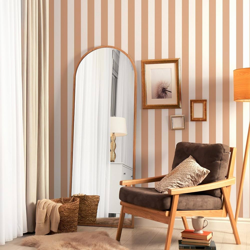 Amazon | 壁紙屋本舗 壁紙 ストライプ オレンジ × ホワイト 白