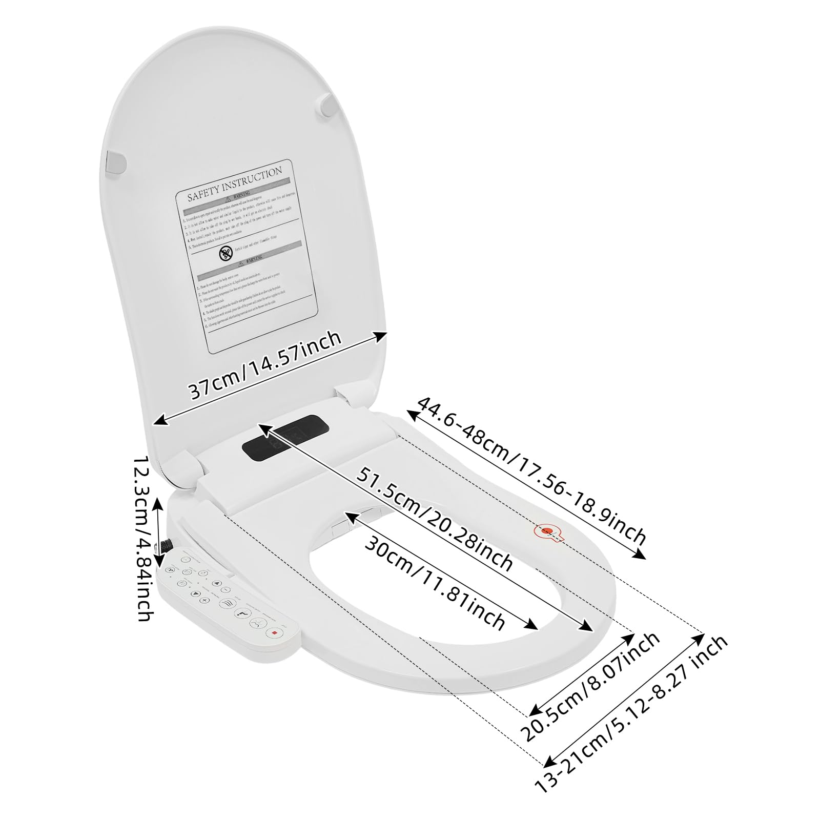 Asiento de Inodoro Inteligente, Tapa con Calefacción y Ducha, Mando Digital, Blanco, para Baño, Hotel, Uso Público y Privado, 220V EU