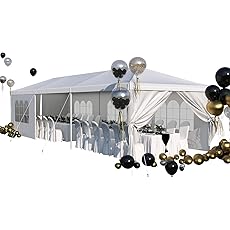 Flamaker Heavy Duty 10'x30' Party Tent – Waterproof Wedding Canopy, Outdoor Event Gazebo with Removable Sidewalls (White)