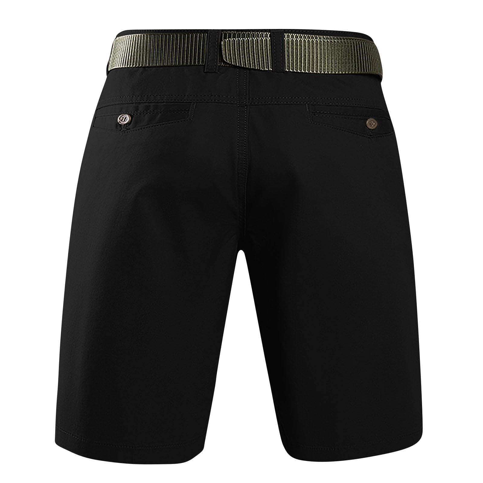 Pantaloncini da uomo con tasche, in cotone, casual, con bottoni e cerniera, con tasche multiple, elastico in vita regolabile, morbidi, traspiranti, leggeri, per passeggiate all'aperto, estivi, da uomo