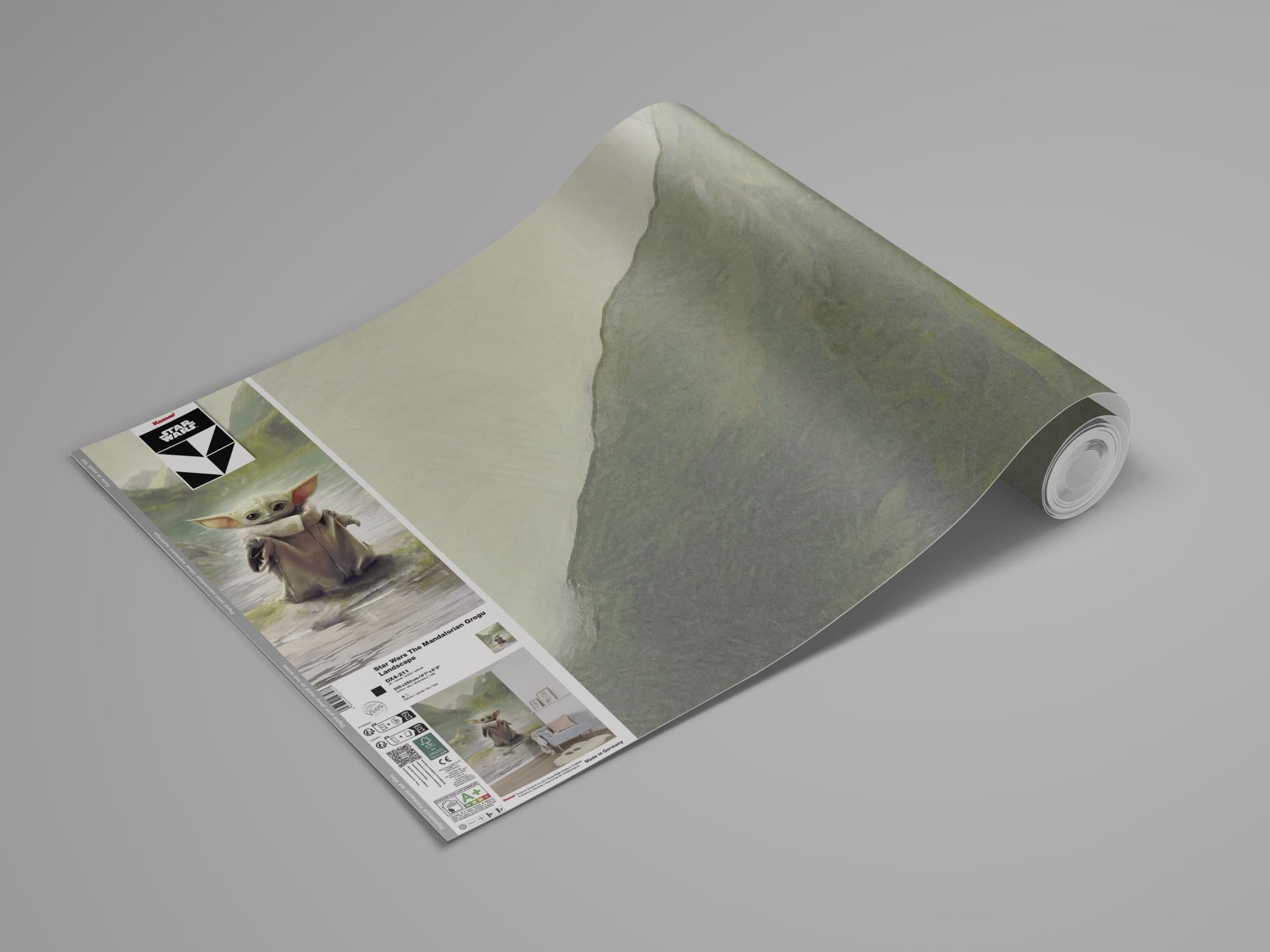 Komar Vlies Fototapete Star Wars The Mandalorian Grogu Landscape | 200 x 250 cm, Kinderzimmer, Kindertapete