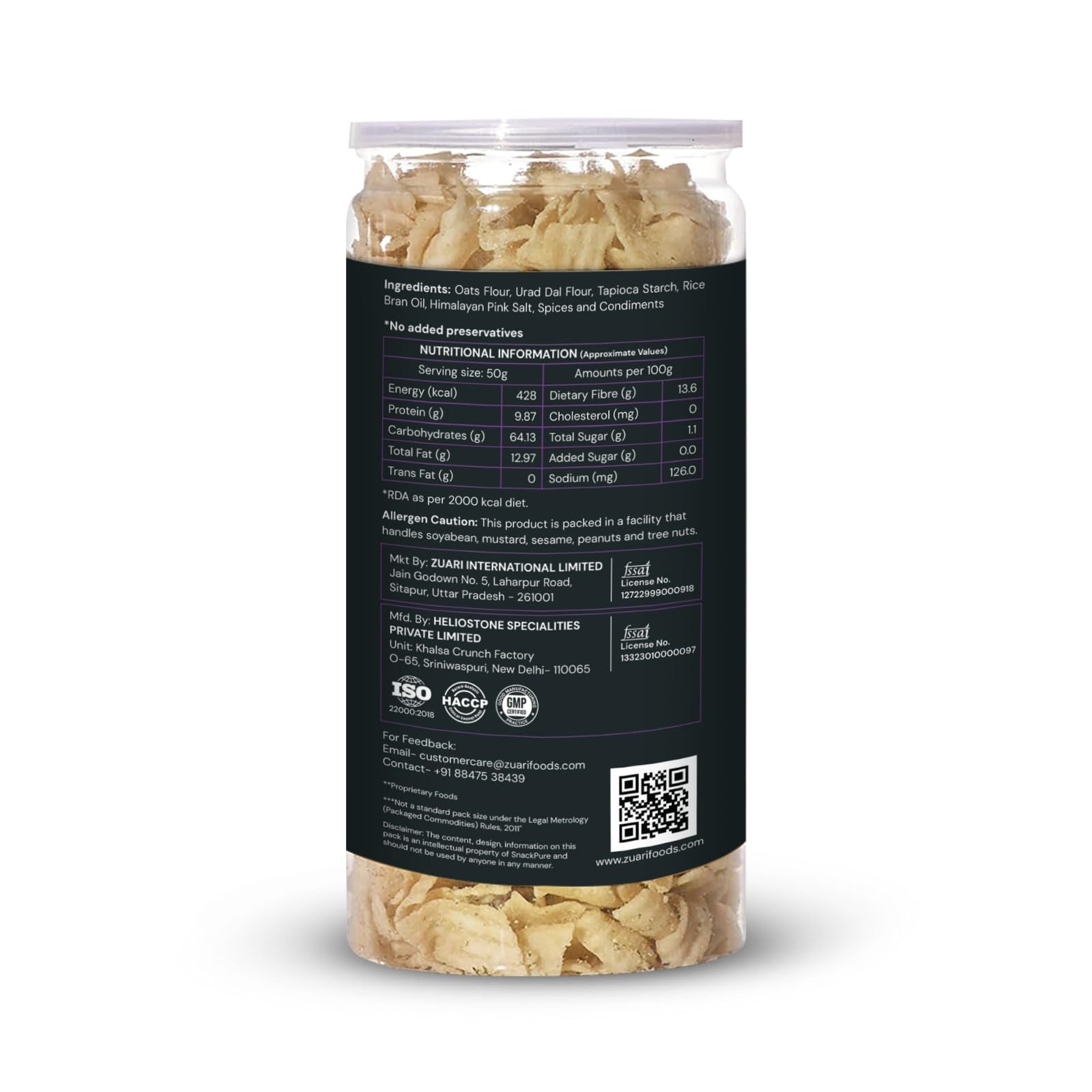 SNACKPURE Oats chips Cream & Onion | No Palm Oil | Gluten Free | Healthy Chips | No Preservatives | 140g - Image 2 thumbnail