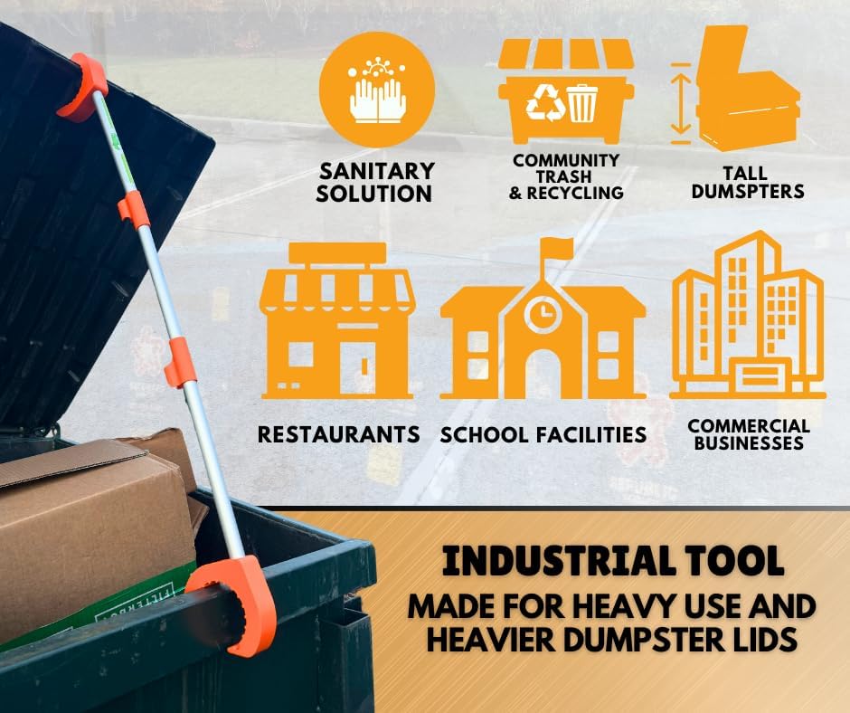 Industrial Dumpster Lid Prop: Aluminum PropDaddy Trash and Recycling Dumpster Lid Prop, Sanitary Dumpster Use Solution, 3'5