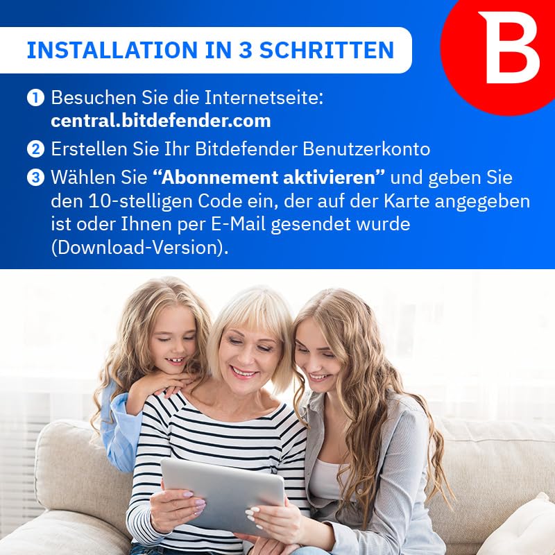 Bitdefender Total Security 2026| 5 Geräte | 1 Jahr | PC/Mac/iOS/Android | Code zur Aktivierung per E-Mail | Automatische Verlängerung