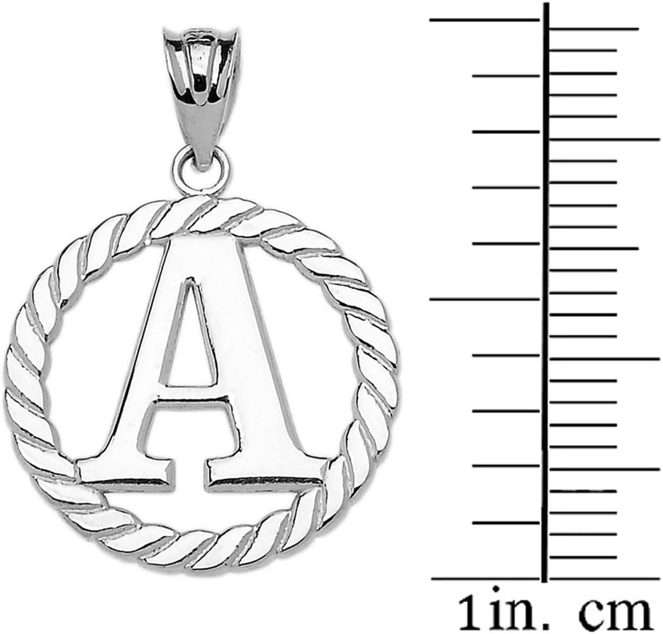High Polish 925 Sterling Silver Roped Circle A Initial Charm Pendant - Image 2