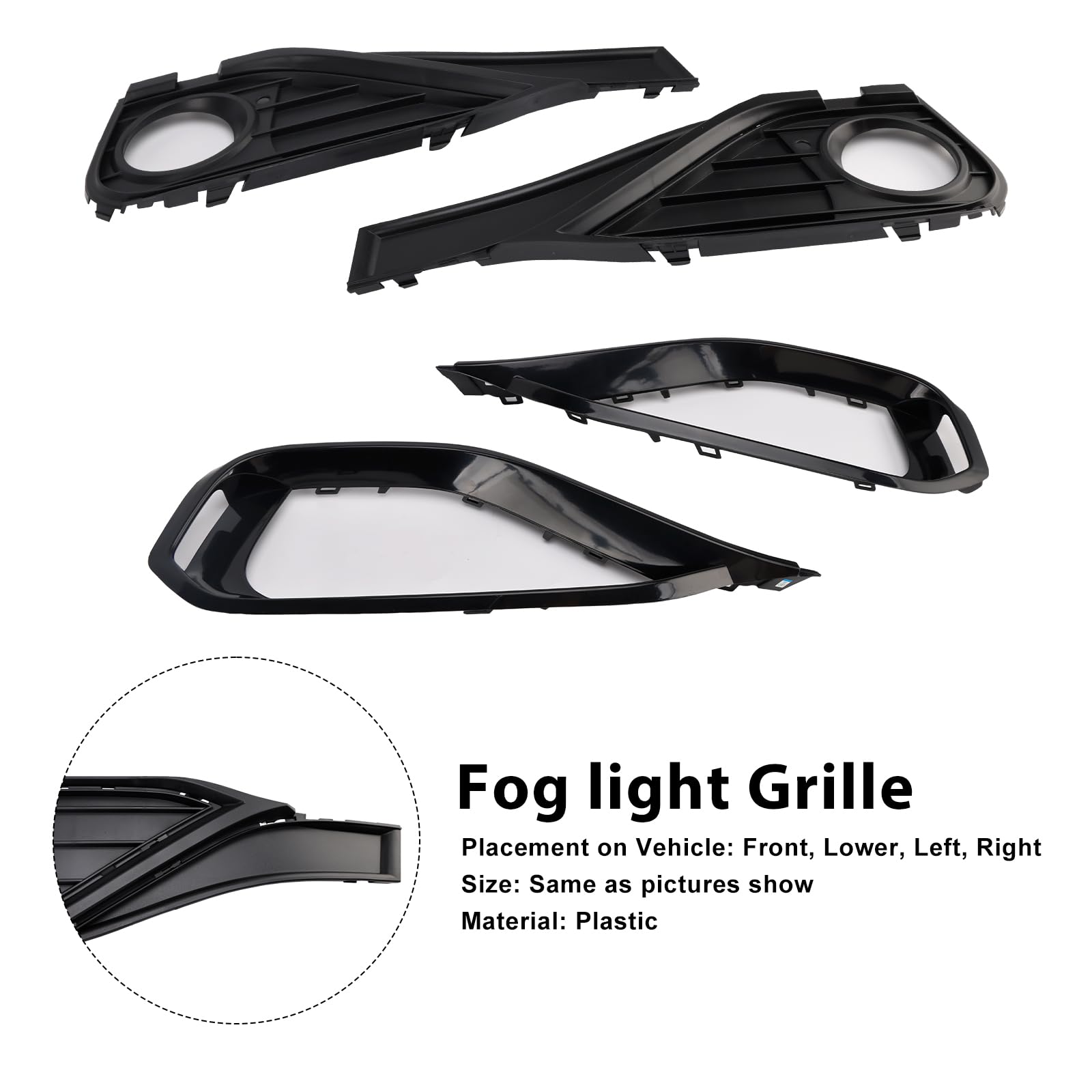 Grille de Pare-Chocs Avant Fog Lamp Light Cover Insert Grill 51117294831 Convient pour BMW F32 F33 F36 418D (No Logo)
