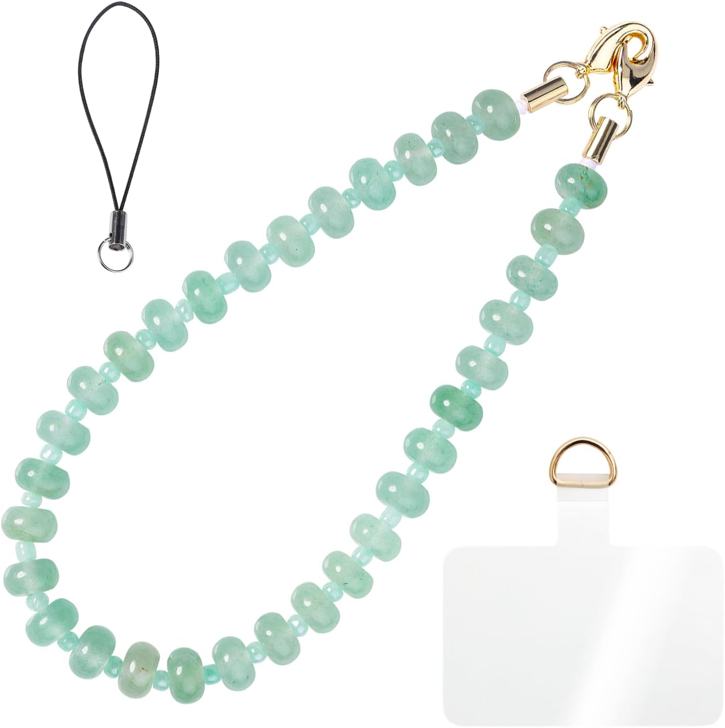 Handmade Natural Stone Beaded Charm Cell Phone Camera Lanyard, Hands-Free Wrist Strap, Phone Chain Keychain String