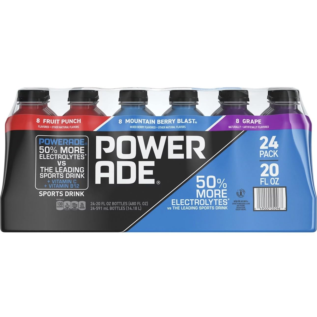 Powerades Sports Drink Variety Pack, 20 fl oz, 24 Pack