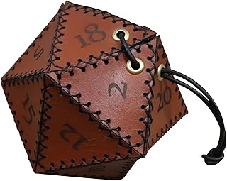 DAOIDE Leather D20 Dice Bag Polygonal Dice Storage Boxes Small Drawstring Dice Bags for Dungeons and Dragons Gift Coins and Accessories Christmas Gift Idea (Dice Bag)