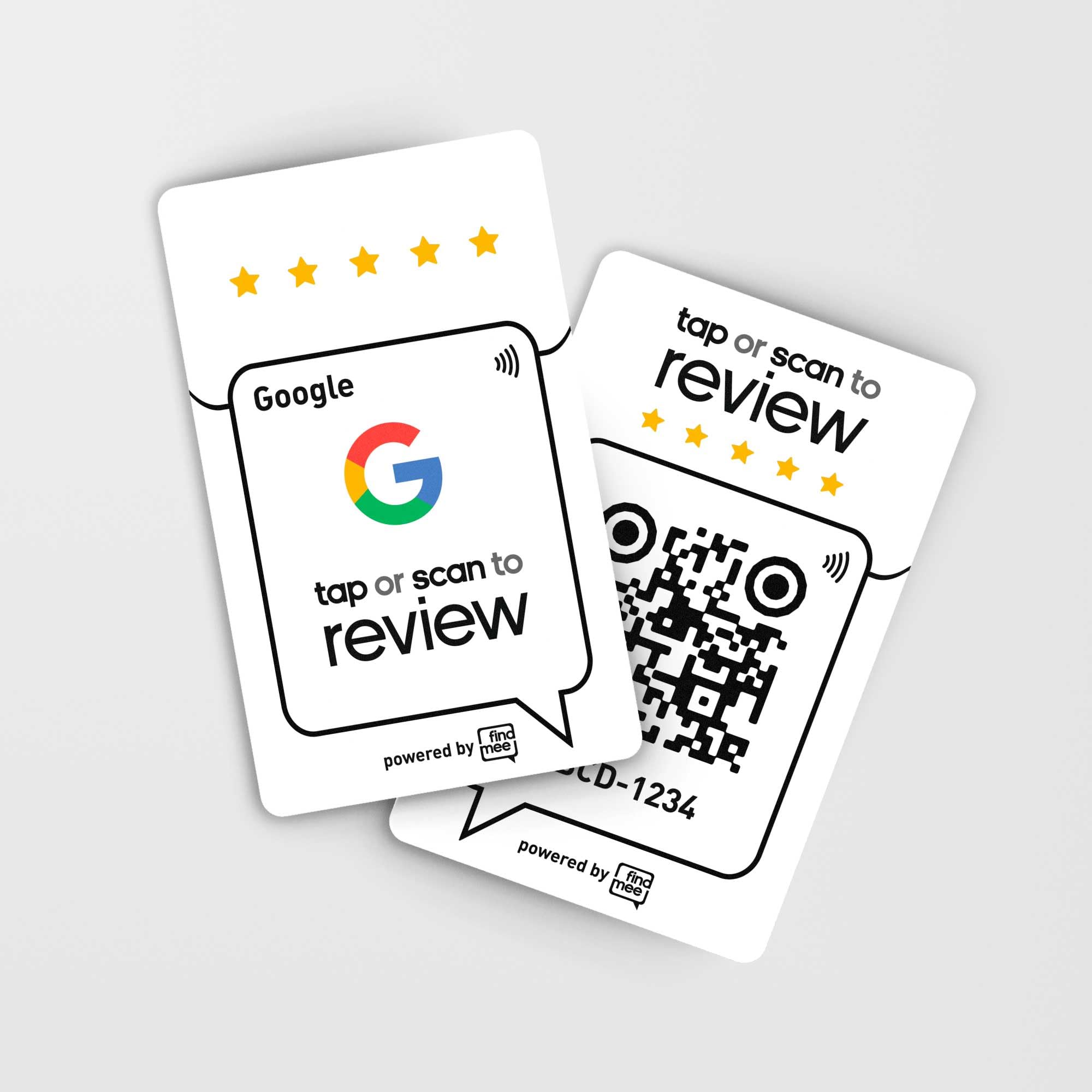 Google Review Card White | NFC Tap & QR Code | Review Us on Google | iPhone & Android | By FindMee