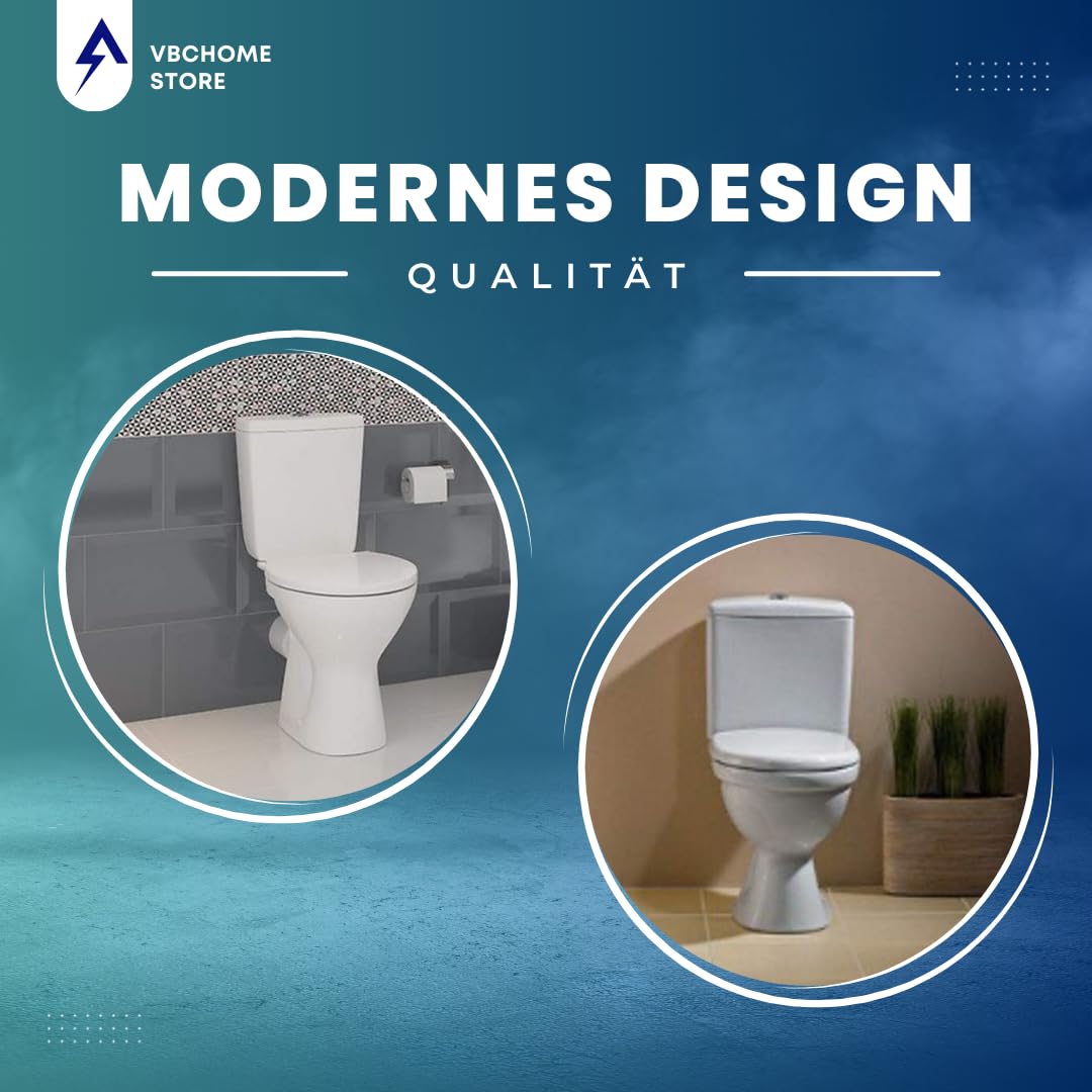Completo per WC Toilette di ceramica stand – Set di design con cassetta wc – sedile in polipropilene per orizzontale uscita acqua collegamento Merida