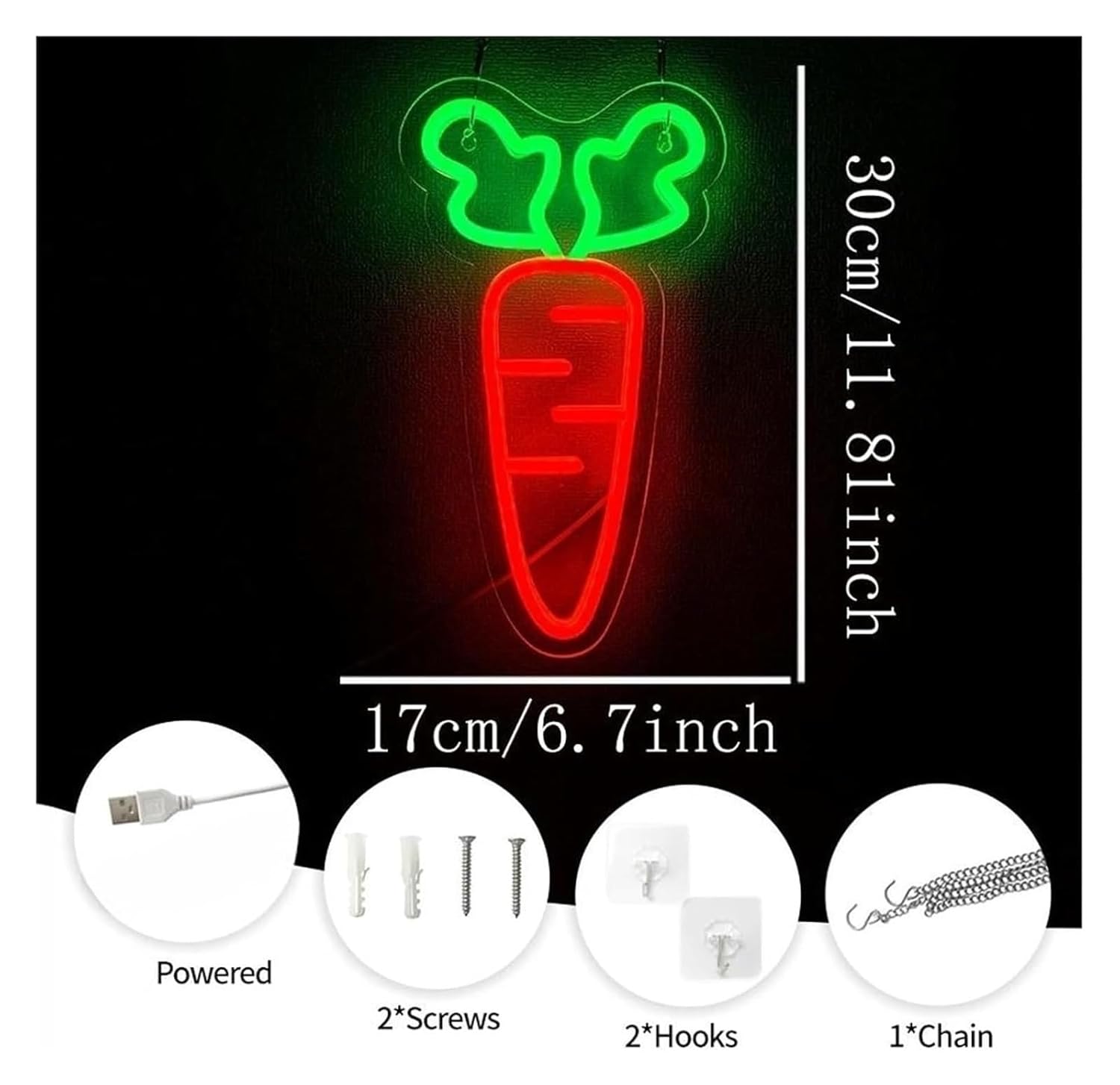 ネオンライト ネオンサインパーティーデコレーション用ニンジンネオンサインLEDライトレストラン用