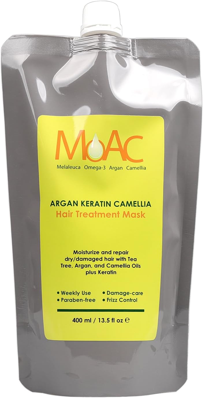 Moac Argan Keratin Camellia Hair Treatment Mask – K‑Beauty Deep Conditioning Mask for Dry and Color‑Treated Hair – 13.5 fl.oz.