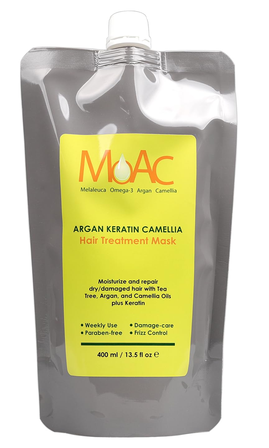 Moac Argan Keratin Camellia Hair Treatment Mask – K‑Beauty Deep Conditioning Mask for Dry and Color‑Treated Hair – 13.5 fl.oz.