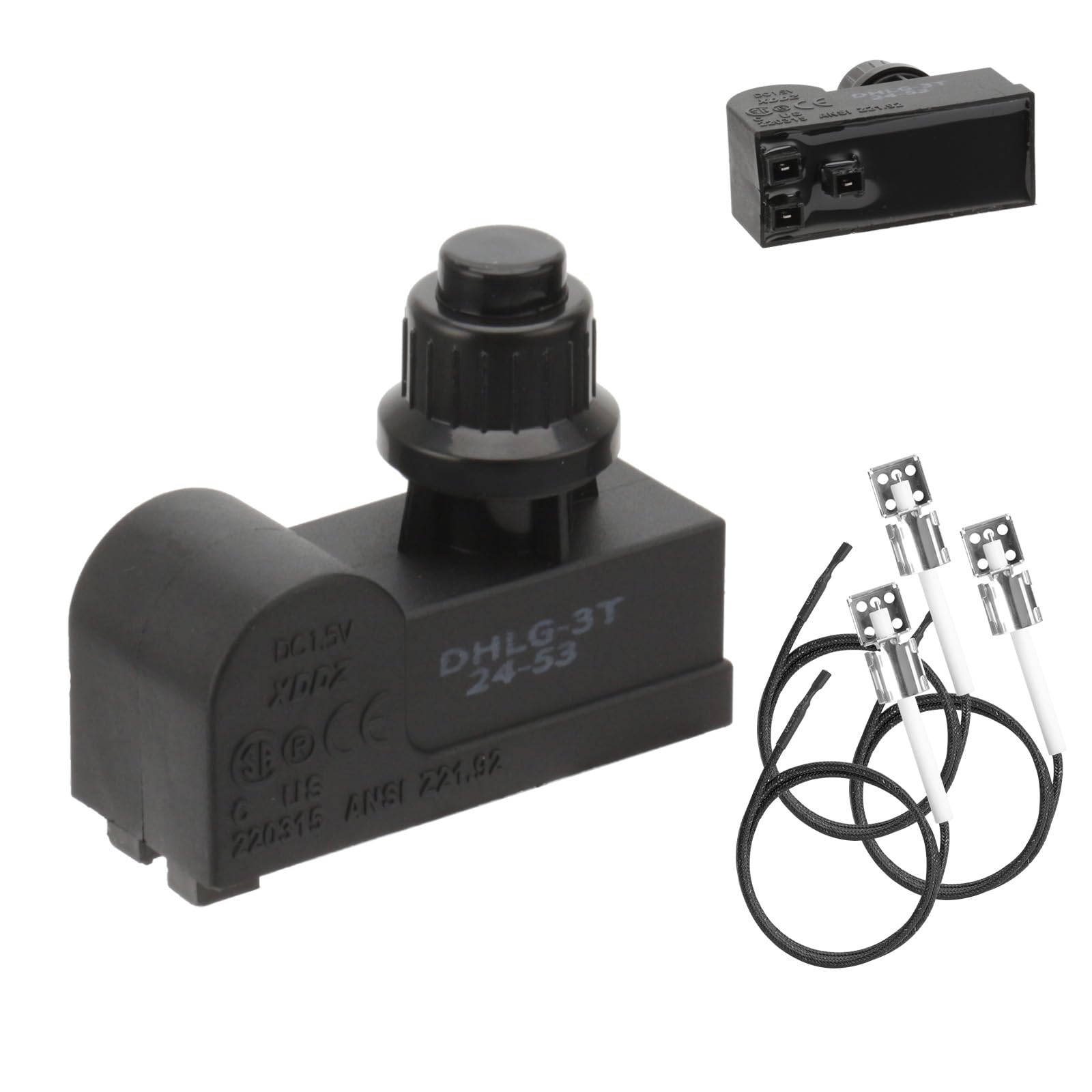 BBQration DHLG-3T Grill Igniters for Charbroil Ignitor Replacement Kit, 3 Outlets AAA Battery Tact Push Button Electronic Ignition Module w/Wires Grill Ignitor for Charbroil Grill Igniter Replacement