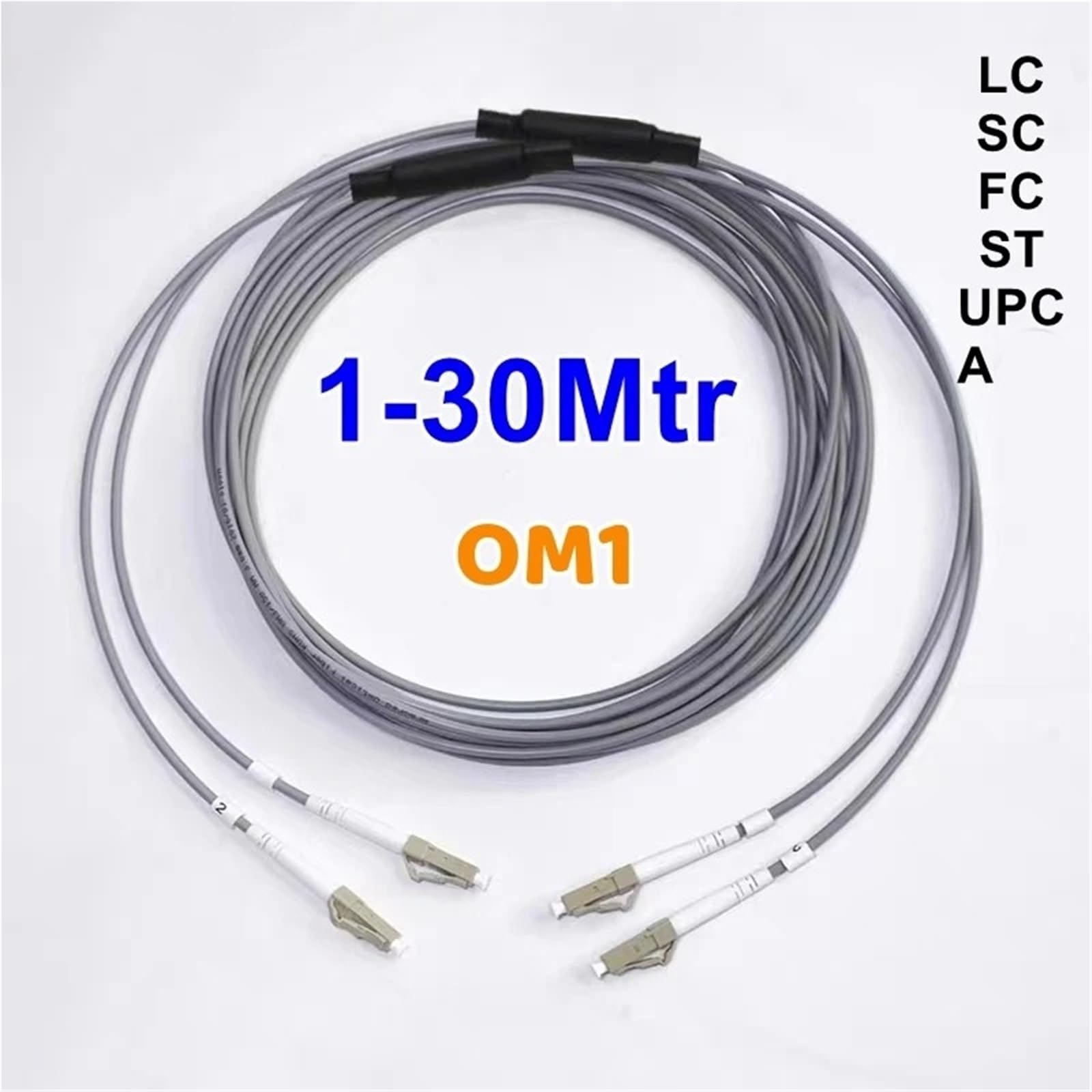 Latiguillo de Fibra óptica blindado 2C OM1, 2 núcleos, 1m, 2m, 3-m, 5m, 10m, 15m, 20m, 30m, SC, LC, FC, ST, UPC A, multimodo, 2 Fibras, Puente de Fibra óptica for Exteriores(2m 5pcs SC-SC OM1)