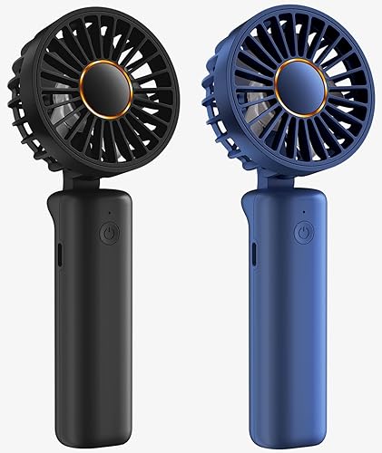 Hssio Ventilador de mano portátil, mini ventilador de escritorio plegable de 2000 mAh, rotación de 180, 3 velocidades, ultra silencioso, hasta 8