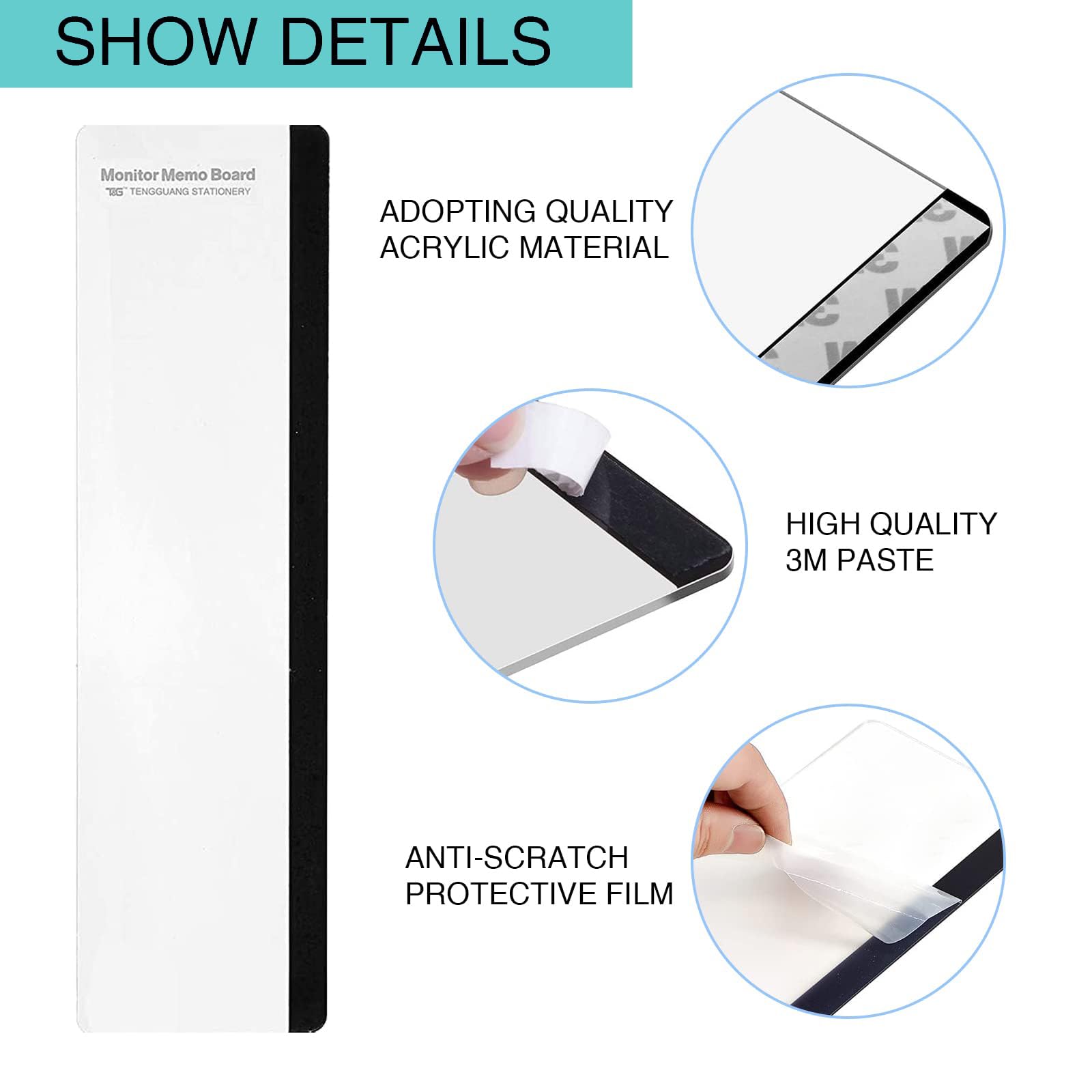 Yuannee Monitor Memo Board,2 PCS Acrylic Monitor Sticky Note Holder Post Note Holder Transparent Monitor Side Panel Sticky Note Holder Multifunction Memo Board for Office Desk Accessories - Image 4