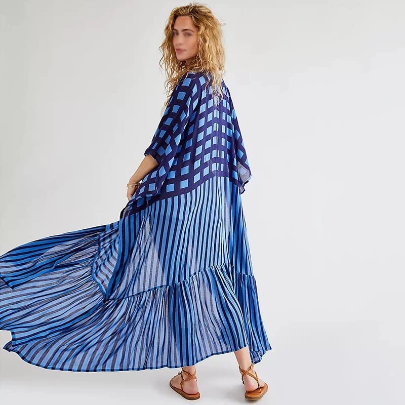 Kimono bound de algodón cárdigan largo soft para mujer bata de casa cómoda 4