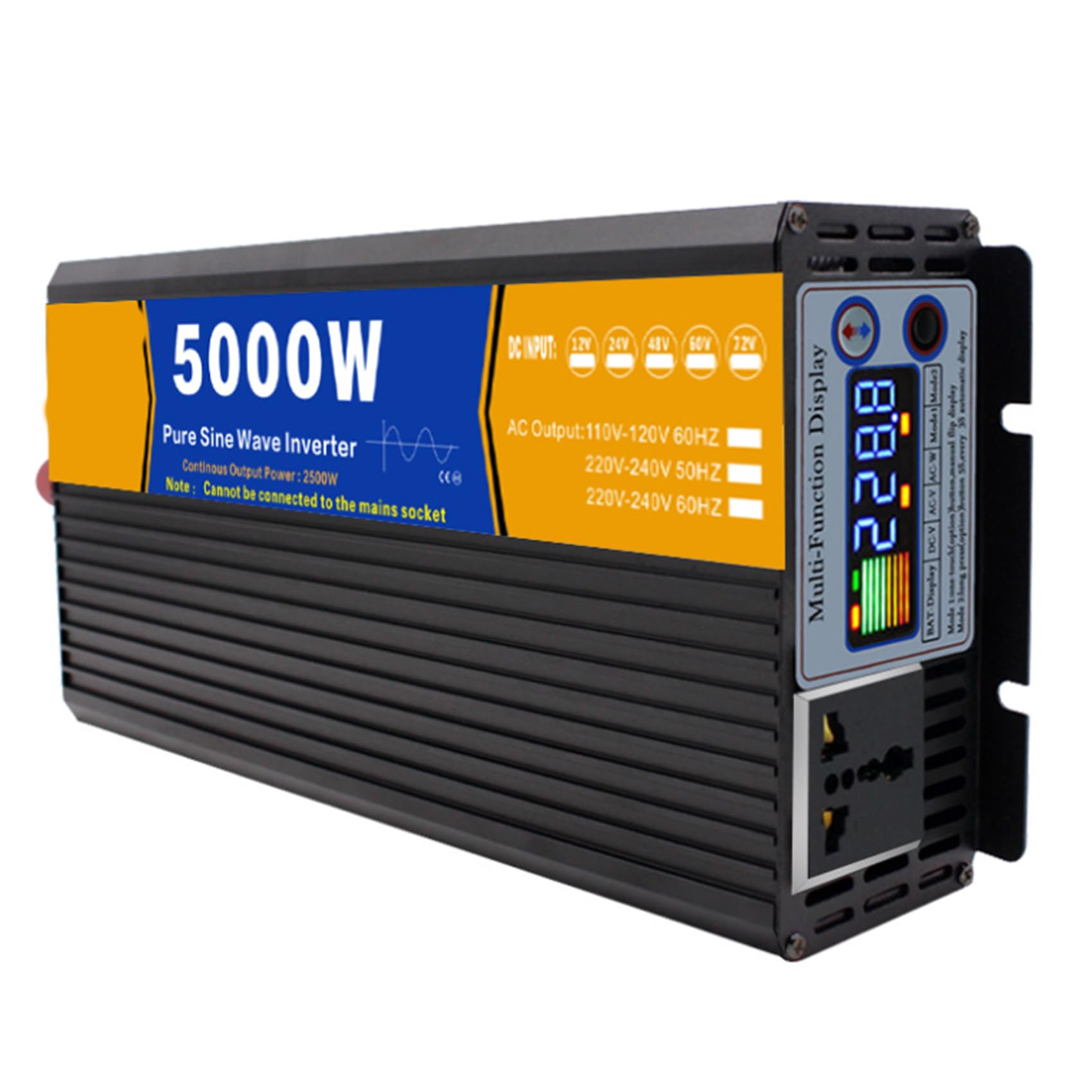 Onduleur solaire 5000W convertisseur 12V 220V avec écran LCD pour voiture et camping-car