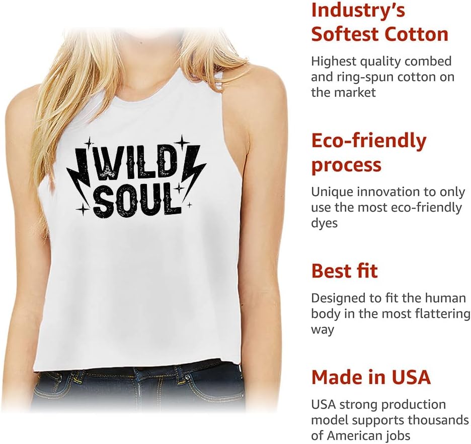 Wild Soul Racerback Cropped Tank - Minimalist Women's Tank - Lightning Tank Top