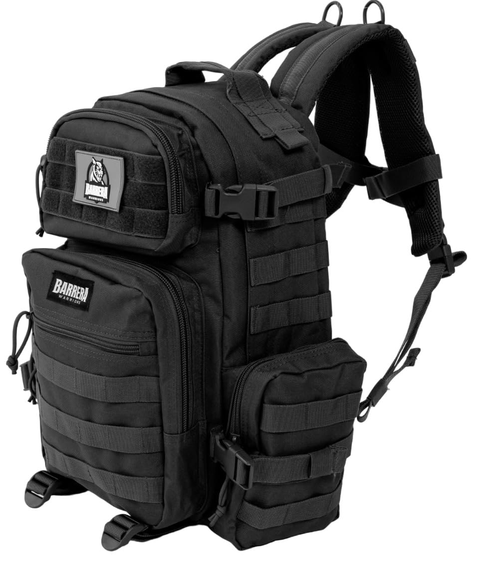 BARRERA warriors 25L Tactical Backpack, Military MOLLE Backpack for Daily Carry, Travel, Hiking, Camping & Outdoor Use (BLACK)