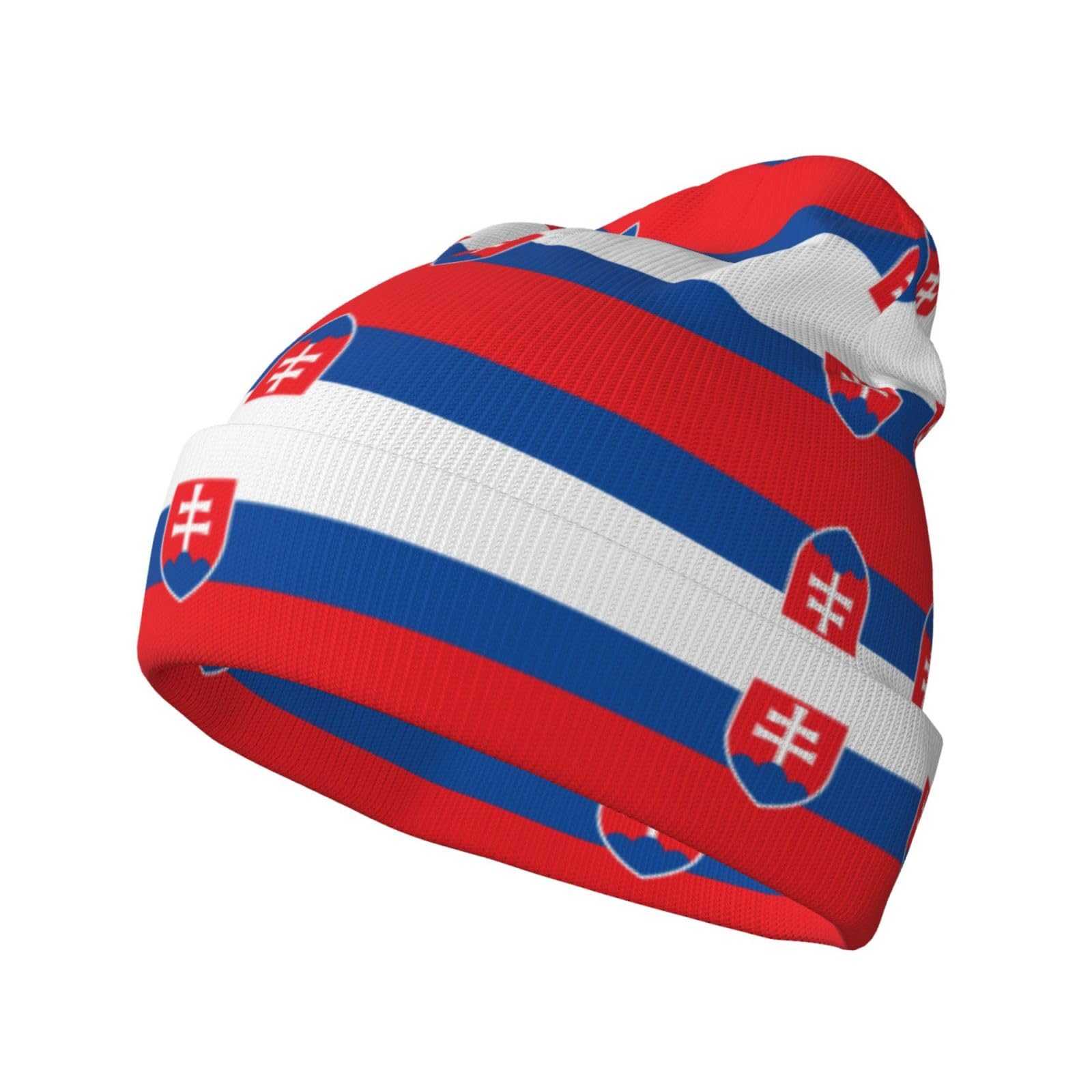 Qazwzml Unisex Black Flag Of Slovakia Patterned Knit Hat, Warm And Stretchy, Suitable For Travel, Everyday Wear, Or As Part Of Outfit Coordination.