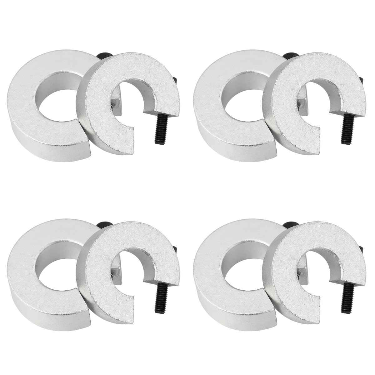 VILLCASE 8 pcs SBR Linear Rail Stop Collars, Aluminum Alloy Shaft Limit Fixing Rings, 3.5X3.5CM Tool Stop Cnc Shaft Collar Linear Rail Stop Collar Silver - SBR16 + SBR20