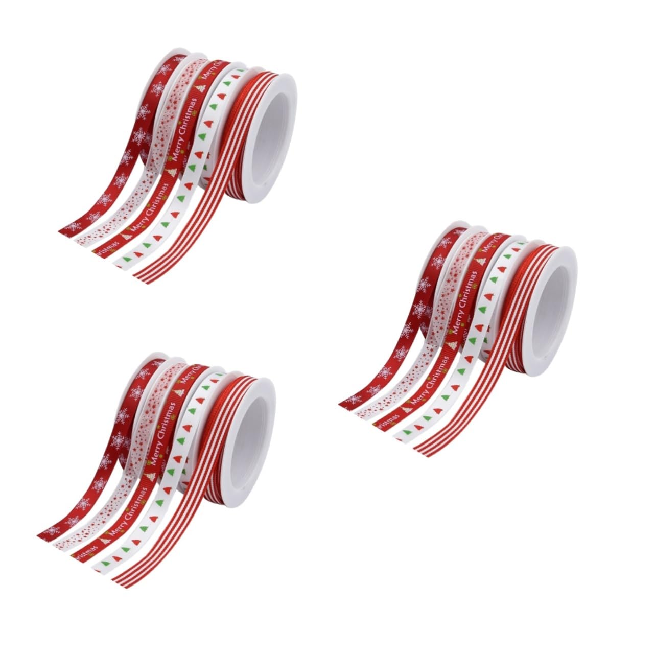 Tofficu Set Di 3 Nastri Decorativi Natalizi Set Di Nastri A Righe Per Imballaggio Festivi Per Decorazioni Per Feste